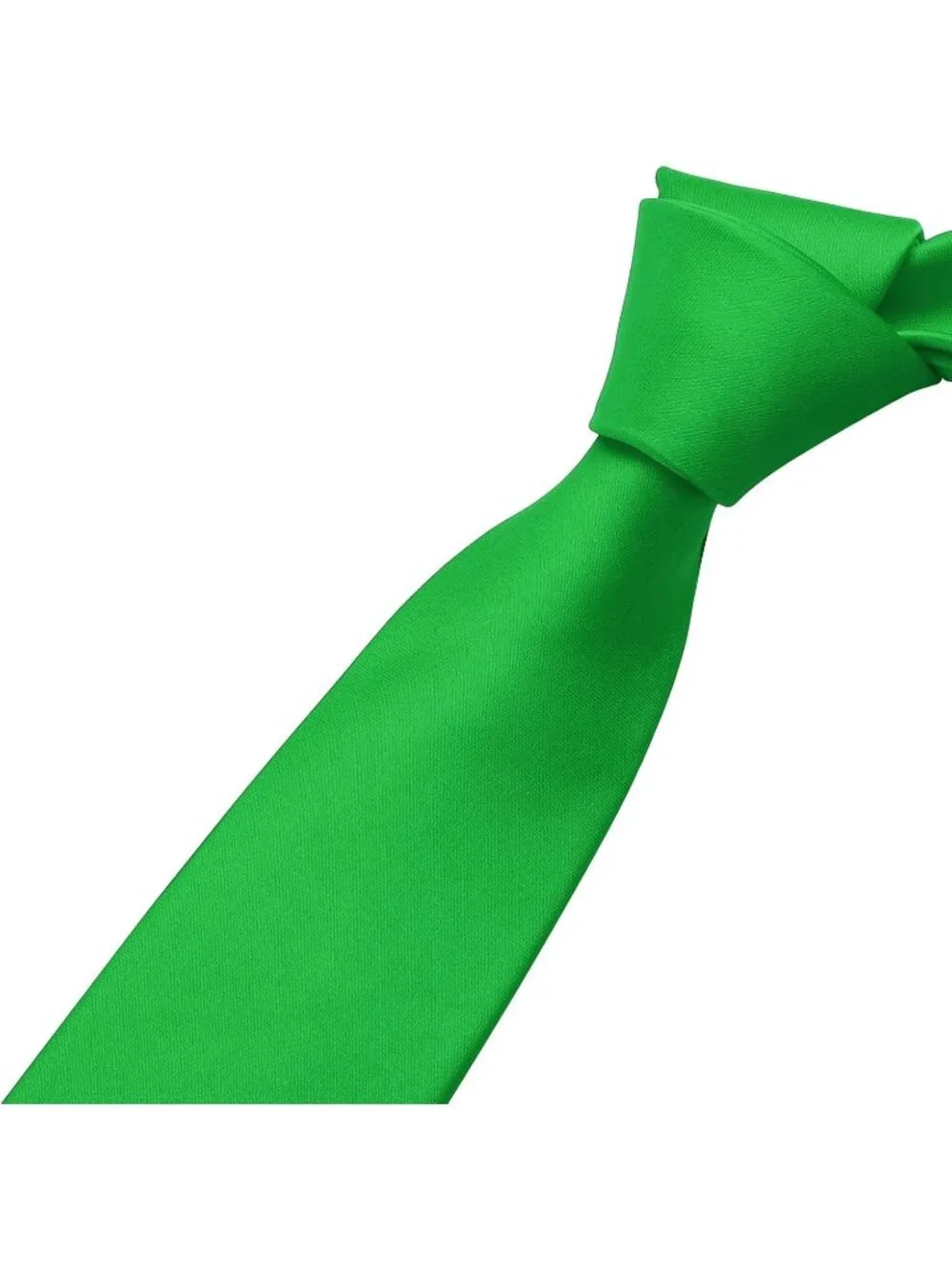 Men's Green Solid Microfiber Plain Formal Silk Necktie For Business Dress Tie